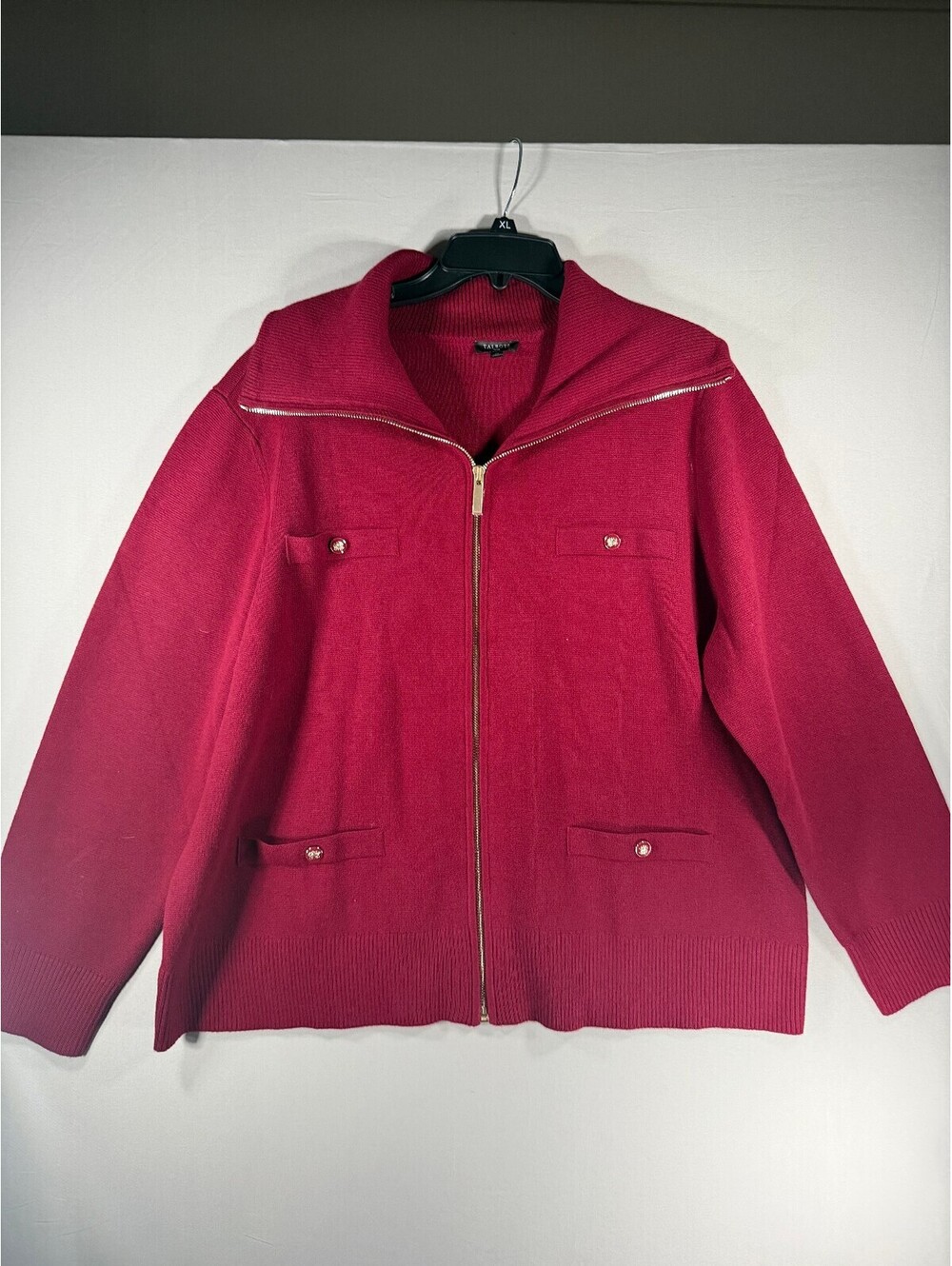 Talbots Plus Size 2X Red Zip-Up Cardigan Sweater